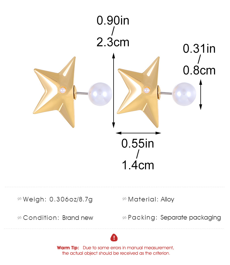 1 Pair Ig Style Simple Style Star Plating Inlay Alloy Artificial Pearls Ear Studs display picture 1