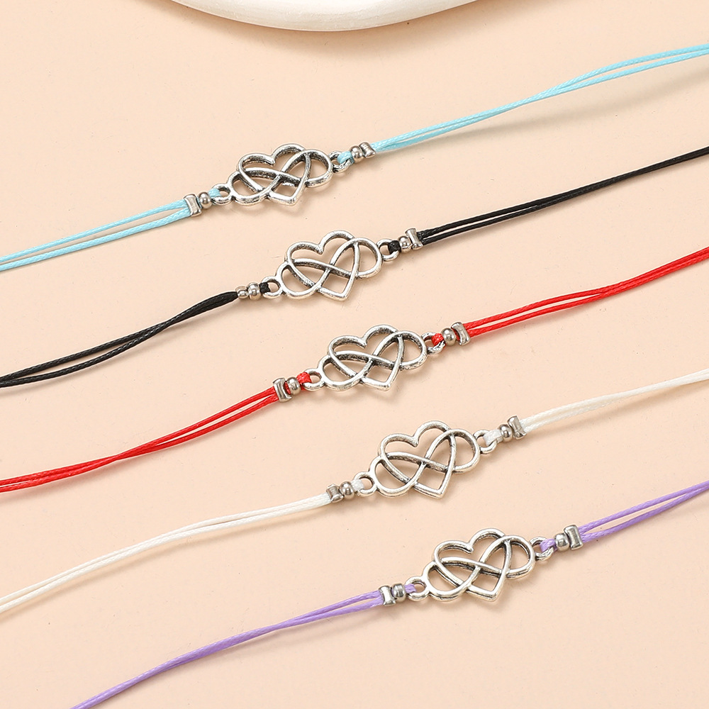Simple Style Infinity Heart Shape Alloy Wax Line Plating Hollow Out Couple Bracelets display picture 8