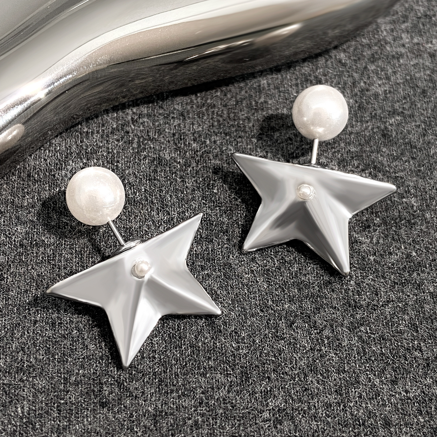 1 Pair Ig Style Simple Style Star Plating Inlay Alloy Artificial Pearls Ear Studs display picture 5