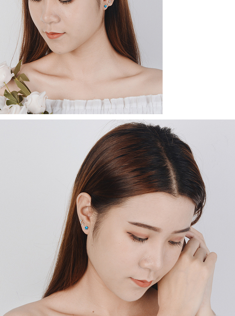 1 Pair Lady Star Plating Inlay Copper Artificial Crystal White Gold Plated Ear Studs display picture 4