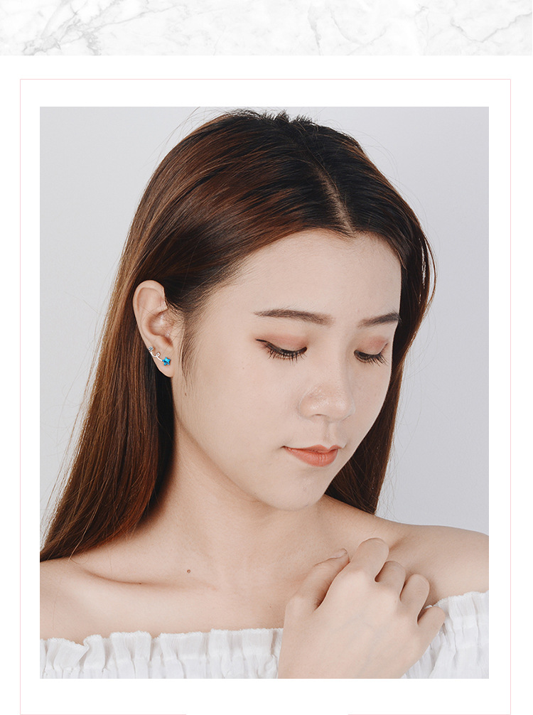 1 Pair Lady Star Plating Inlay Copper Artificial Crystal White Gold Plated Ear Studs display picture 6