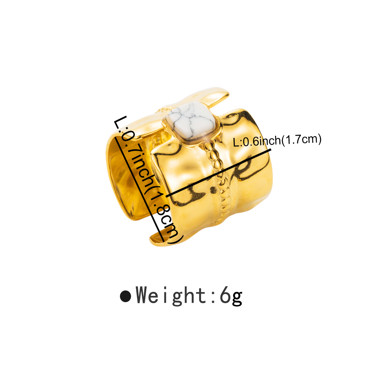 Modern Style Simple Style Square Stainless Steel Inlay Natural Stone Wide Band Rings Open Rings display picture 5