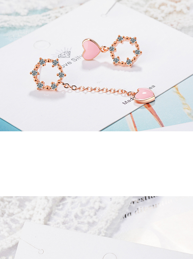 1 Pair Sweet Heart Shape Inlay Copper Zircon Drop Earrings display picture 1
