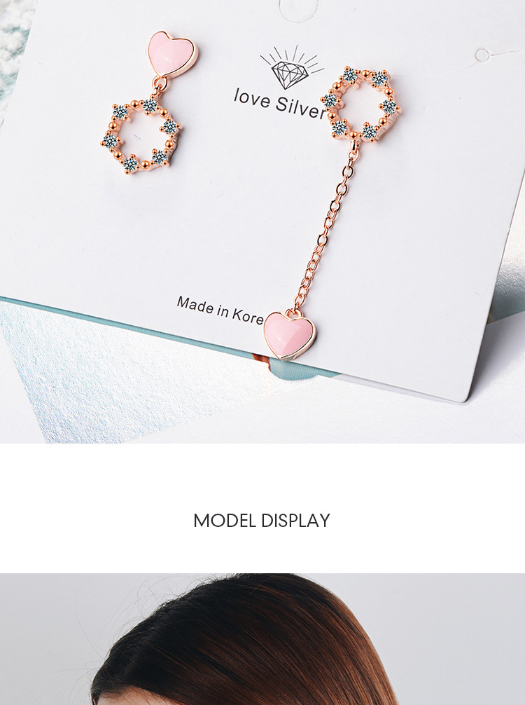1 Pair Sweet Heart Shape Inlay Copper Zircon Drop Earrings display picture 2
