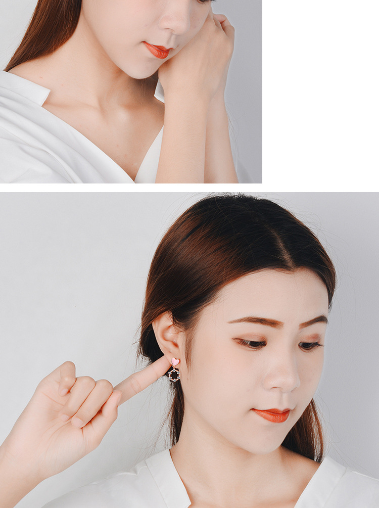 1 Pair Sweet Heart Shape Inlay Copper Zircon Drop Earrings display picture 4