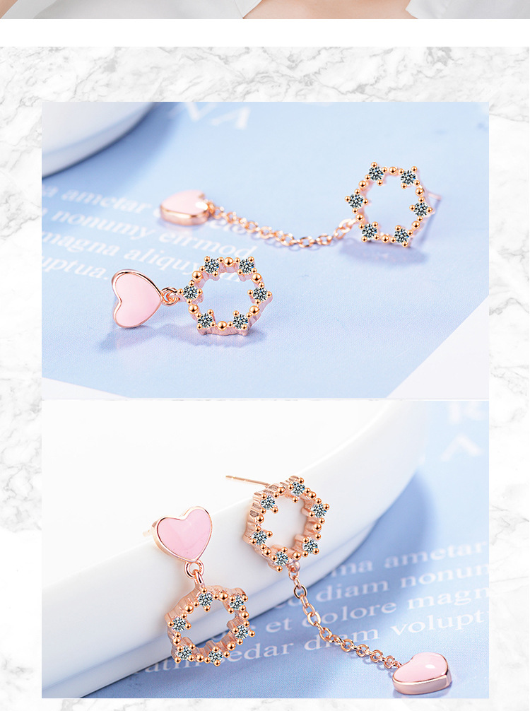 1 Pair Sweet Heart Shape Inlay Copper Zircon Drop Earrings display picture 5
