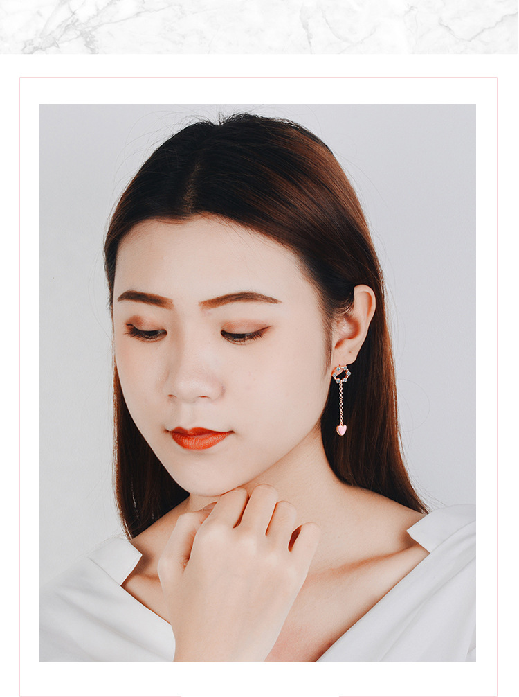 1 Pair Sweet Heart Shape Inlay Copper Zircon Drop Earrings display picture 6