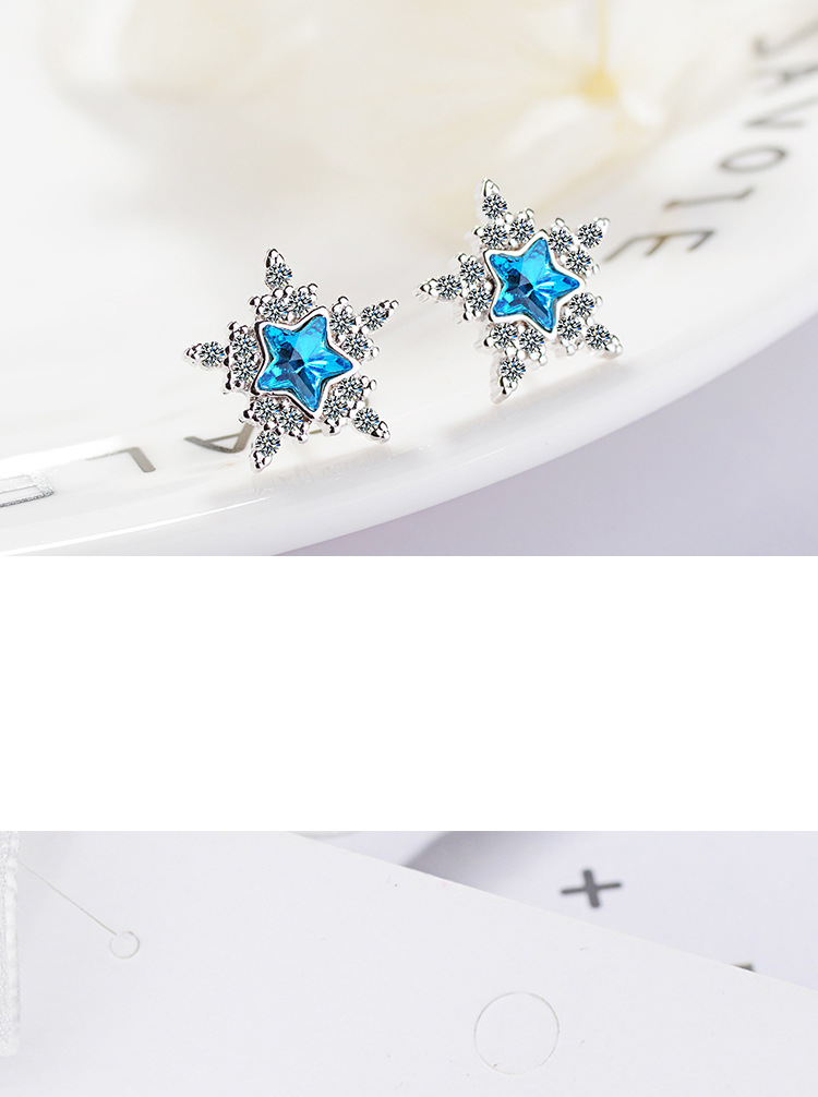 1 Pair Lady Star Plating Inlay Copper Crystal White Gold Plated Ear Studs display picture 1