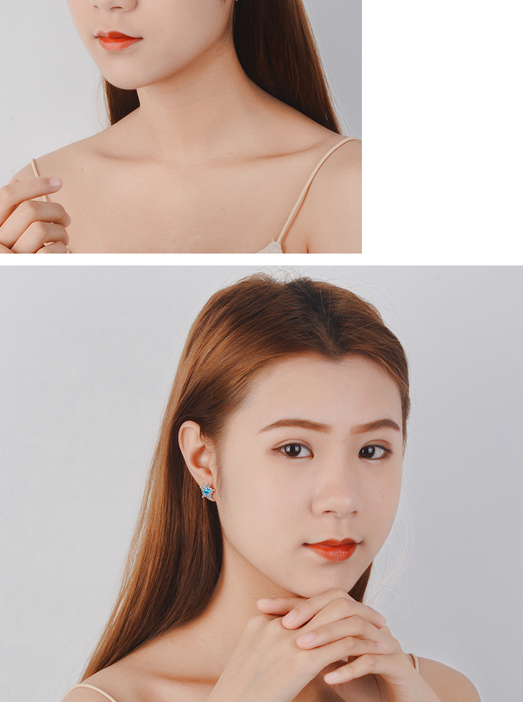 1 Pair Lady Star Plating Inlay Copper Crystal White Gold Plated Ear Studs display picture 4