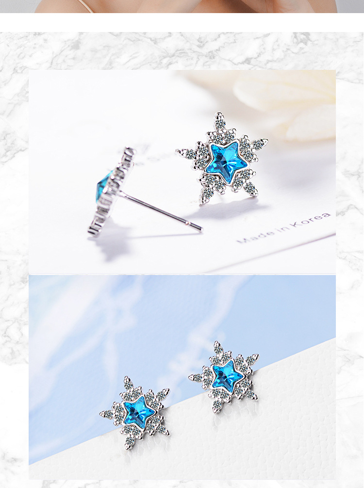 1 Pair Lady Star Plating Inlay Copper Crystal White Gold Plated Ear Studs display picture 5