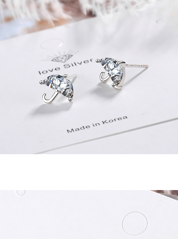 1 Pair Ig Style Simple Style Umbrella Plating Inlay Copper Zircon Ear Studs display picture 1