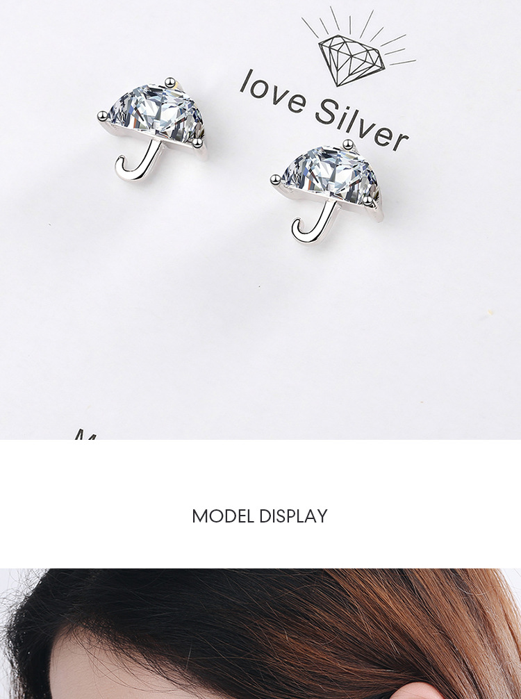 1 Pair Ig Style Simple Style Umbrella Plating Inlay Copper Zircon Ear Studs display picture 2