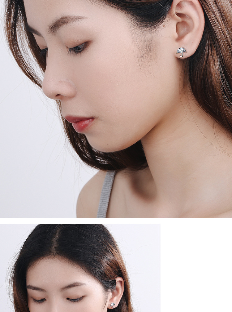 1 Pair Ig Style Simple Style Umbrella Plating Inlay Copper Zircon Ear Studs display picture 3