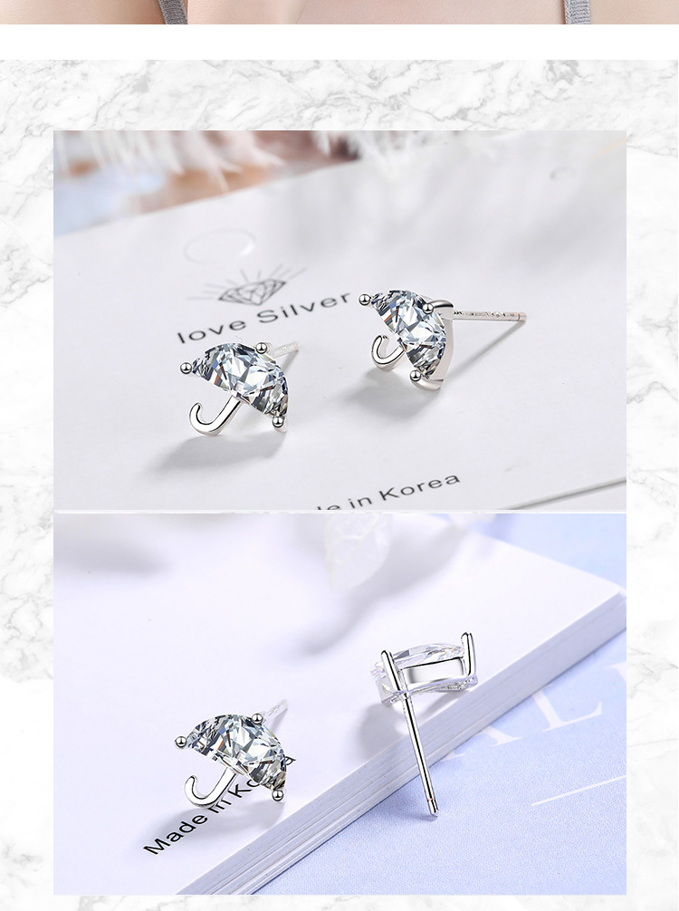1 Pair Ig Style Simple Style Umbrella Plating Inlay Copper Zircon Ear Studs display picture 5