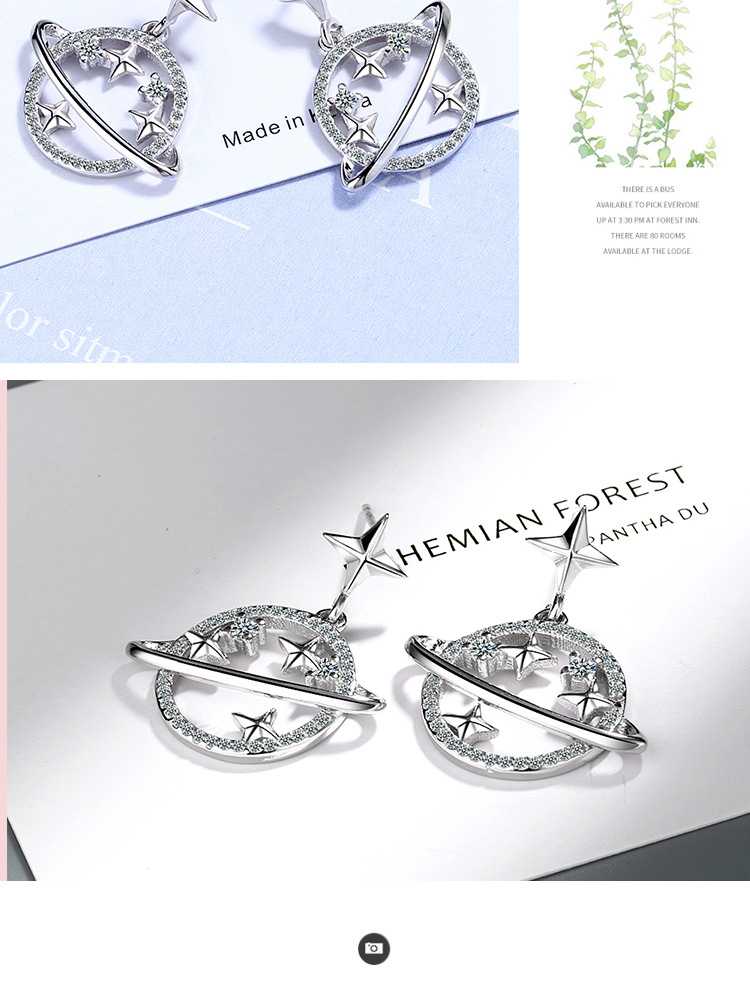 1 Pair Ig Style Star Plating Hollow Out Inlay Copper Zircon Drop Earrings display picture 4
