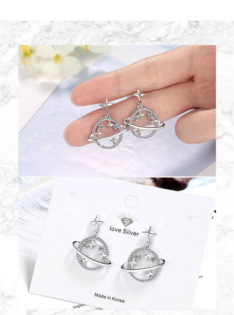1 Pair Ig Style Star Plating Hollow Out Inlay Copper Zircon Drop Earrings display picture 5