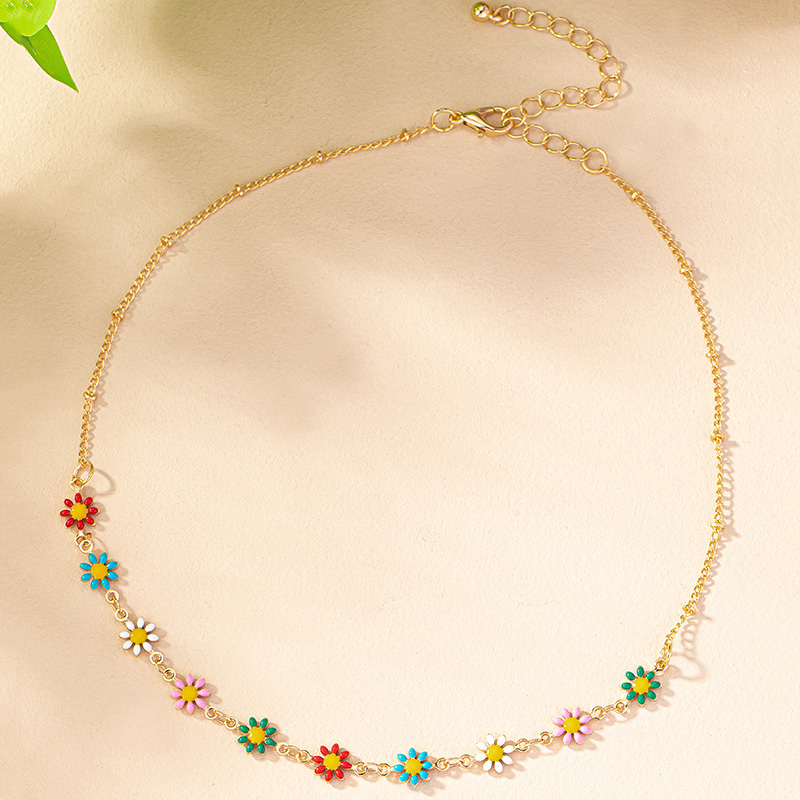 Ig Style Retro Korean Style Daisy Alloy Wholesale Necklace display picture 3