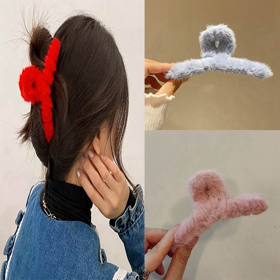 Women's Elegant Simple Style Solid Color Rabbit Fur Plastic Handmade Plush Hair Claws display picture 1