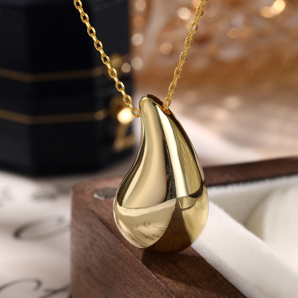 Einfacher Stil Pendeln Wassertropfen Sterling Silber Überzug 18 Karat Vergoldet Überzogen Mit Rhodium Frau Ohrringe Halskette display picture 8
