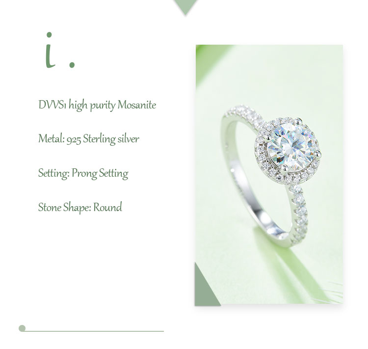 Ig Style Shiny Round Sterling Silver Gra Plating Inlay Moissanite Rhodium Plated Silver Plated Rings display picture 2