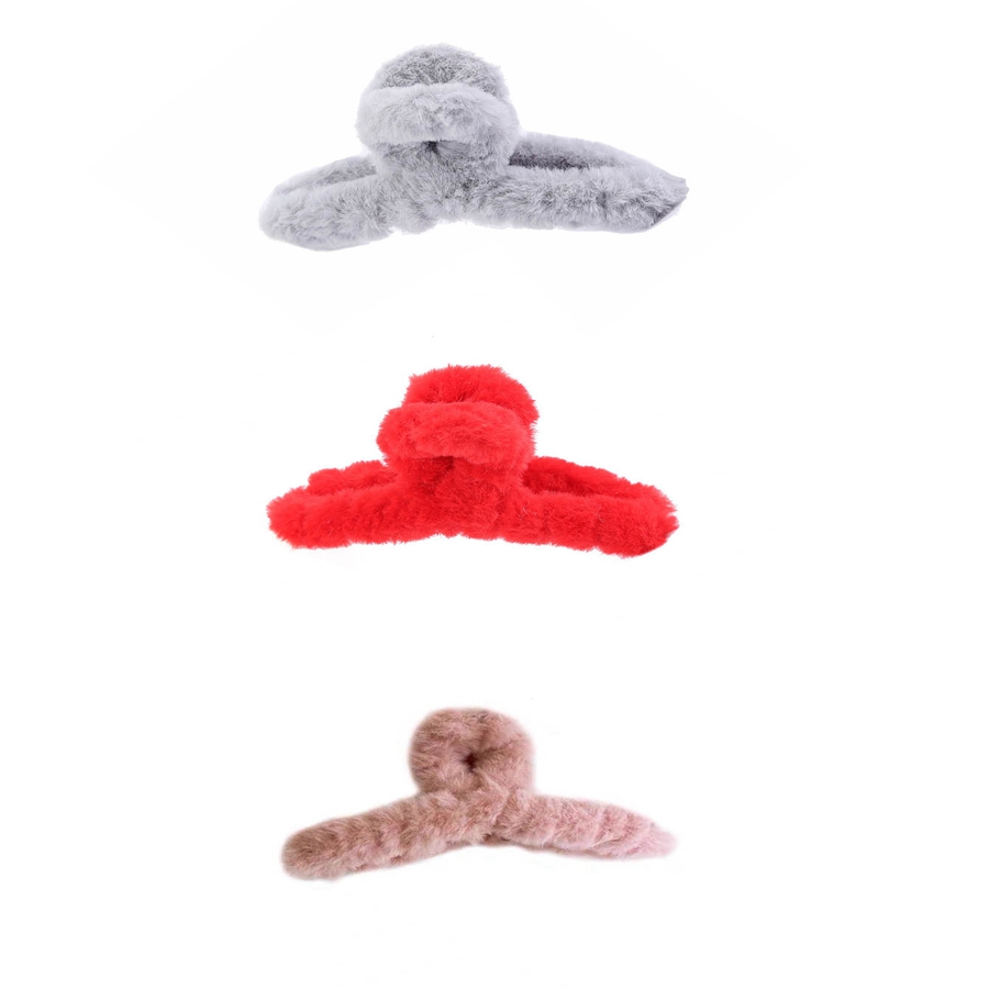 Women's Elegant Simple Style Solid Color Rabbit Fur Plastic Handmade Plush Hair Claws display picture 3