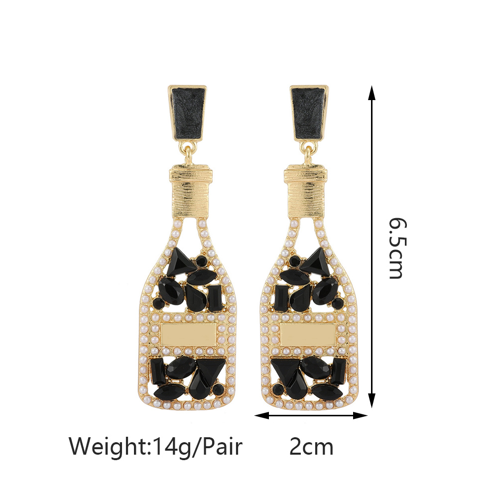 1 Pair Retro Luxurious Wine Bottle Plating Hollow Out Inlay Zinc Alloy Artificial Pearls Rhinestones Drop Earrings display picture 2