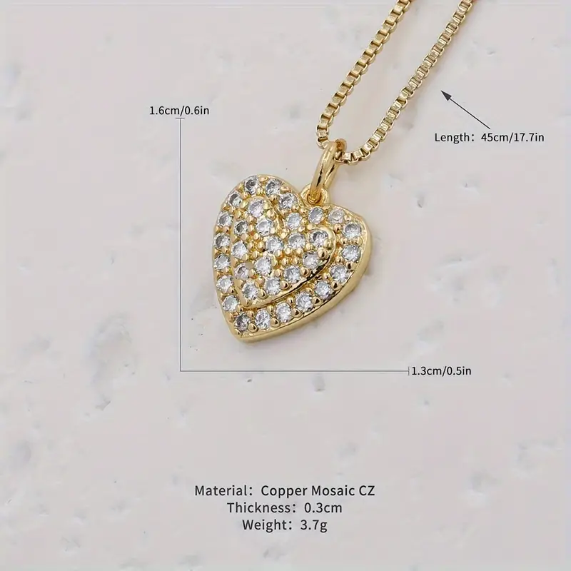 Glam Lady Shiny Heart Shape Copper Plating Inlay Zircon 18k Gold Plated Pendant Necklace display picture 1