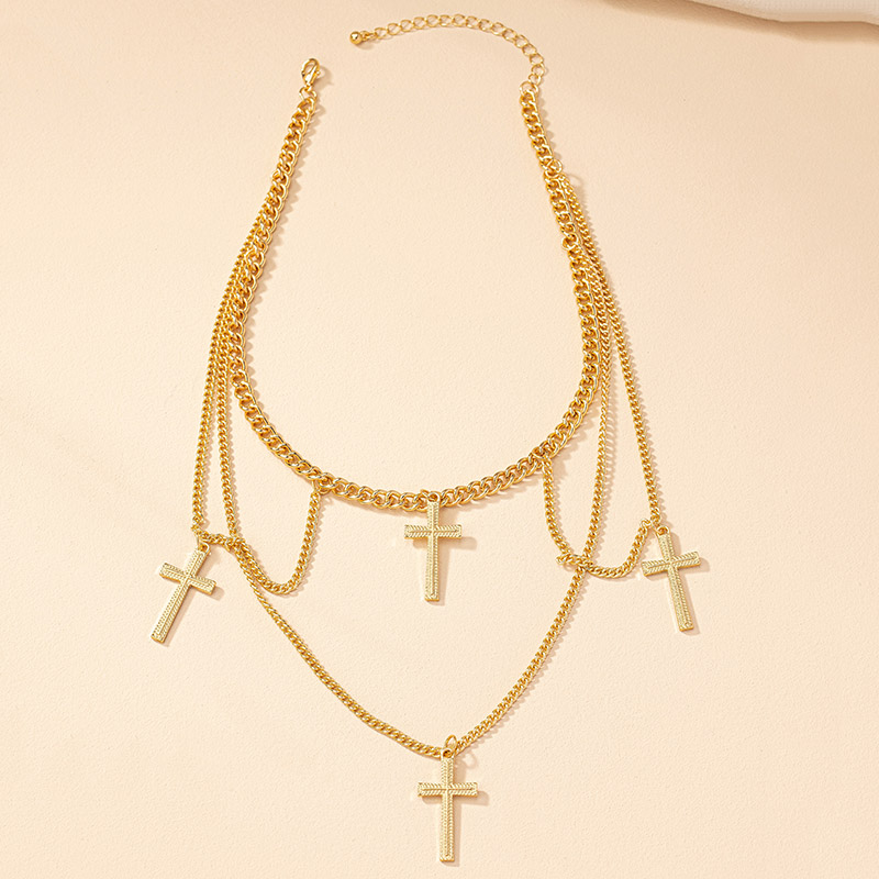 Nordic Style Original Design Punk Cross Alloy Plating Women's Layered Necklaces display picture 1