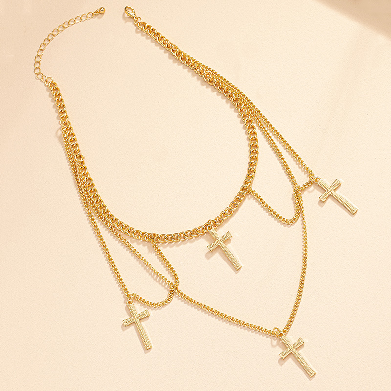 Nordic Style Original Design Punk Cross Alloy Plating Women's Layered Necklaces display picture 6
