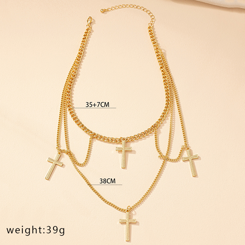 Nordic Style Original Design Punk Cross Alloy Plating Women's Layered Necklaces display picture 5