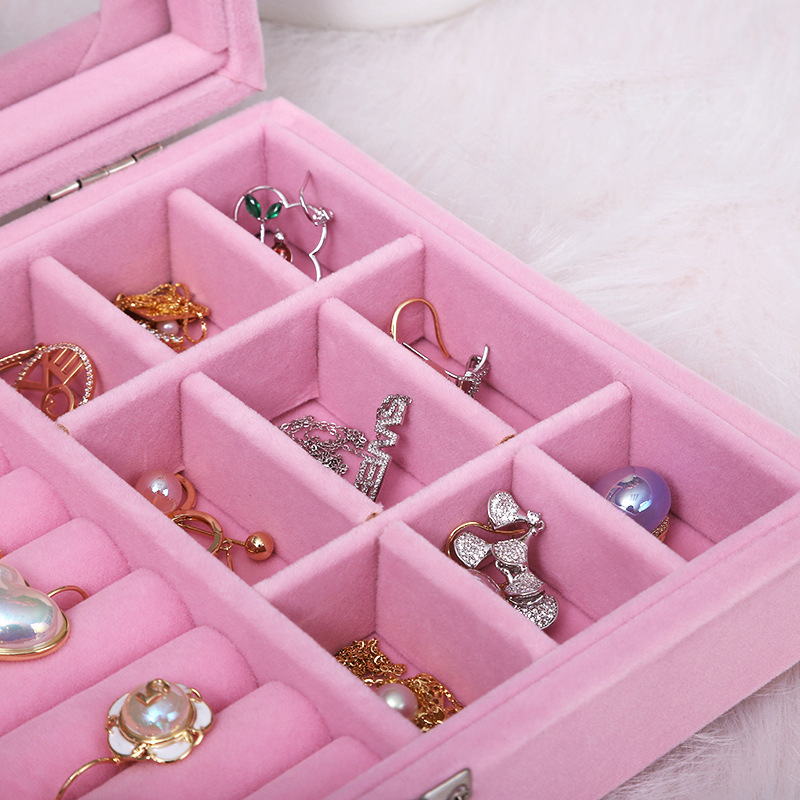 Classic Style Solid Color Flocking Glass Transparent Jewelry Boxes display picture 7