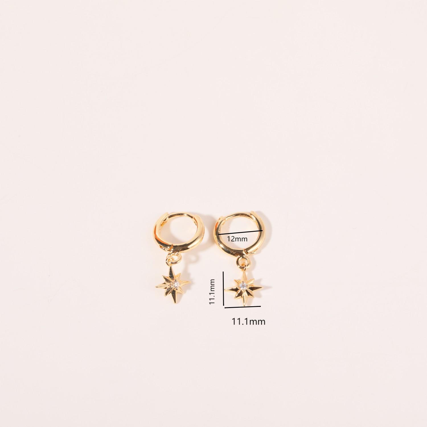 1 Pair Simple Style Star Plating Inlay Copper Zircon 18k Gold Plated Drop Earrings display picture 7