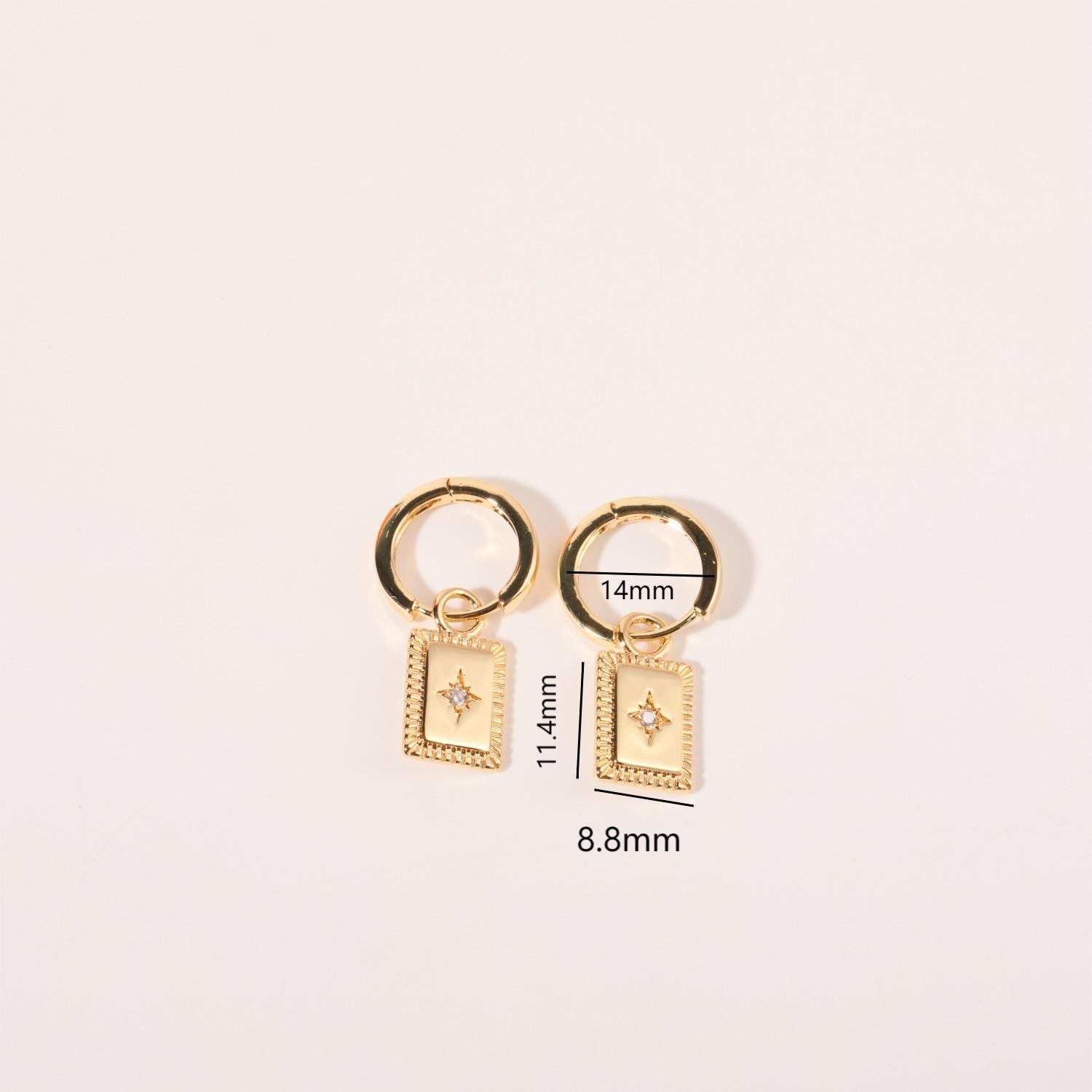 1 Pair Simple Style Star Plating Inlay Copper Zircon 18k Gold Plated Drop Earrings display picture 10