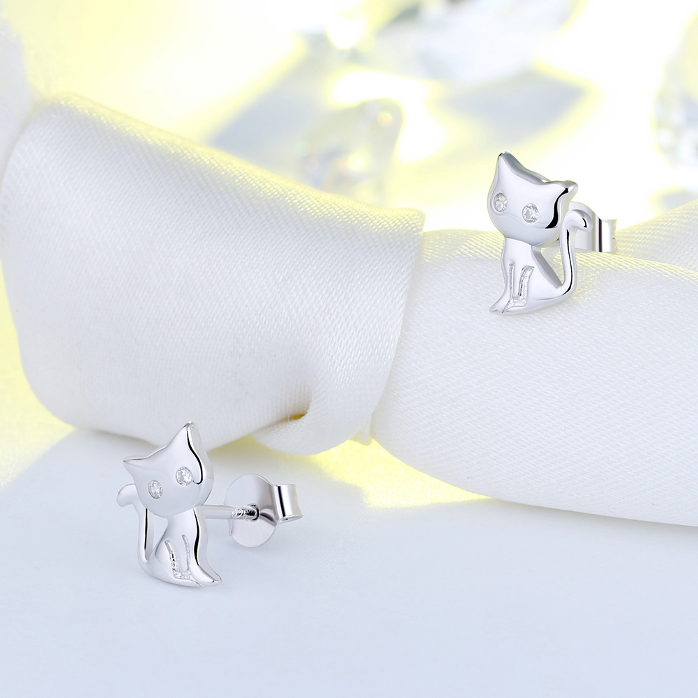 1 Pair Glam Simple Style Animal Polishing Plating Inlay Sterling Silver Zircon White Gold Plated Rhodium Plated Ear Studs display picture 5