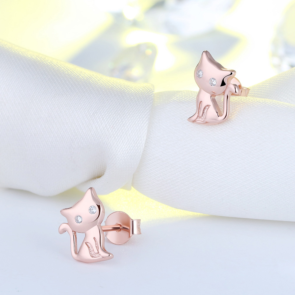1 Paire Glamour Style Simple Animal Polissage Placage Incruster Argent Sterling Zircon Or Blanc Plaqué Plaqué Rhodium Boucles D'oreilles display picture 6