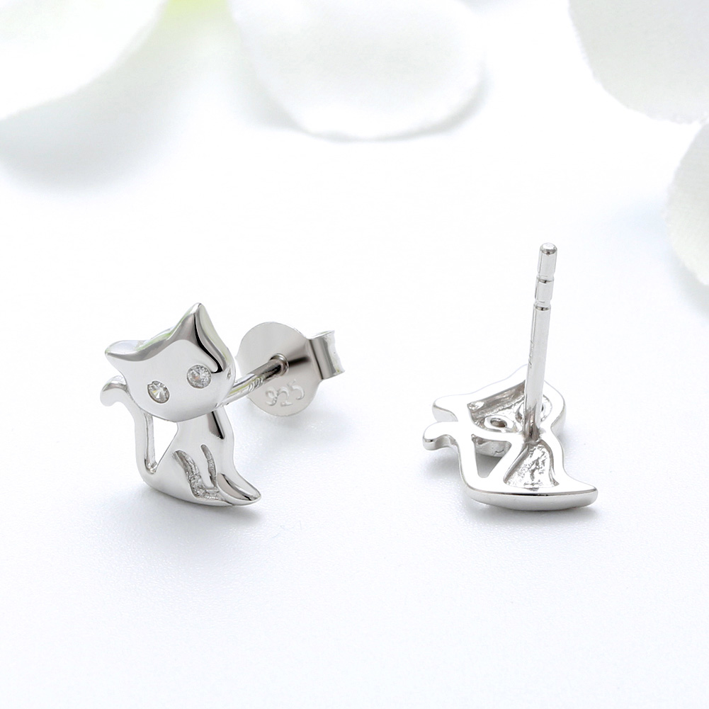 1 Pair Glam Simple Style Animal Polishing Plating Inlay Sterling Silver Zircon White Gold Plated Rhodium Plated Ear Studs display picture 3