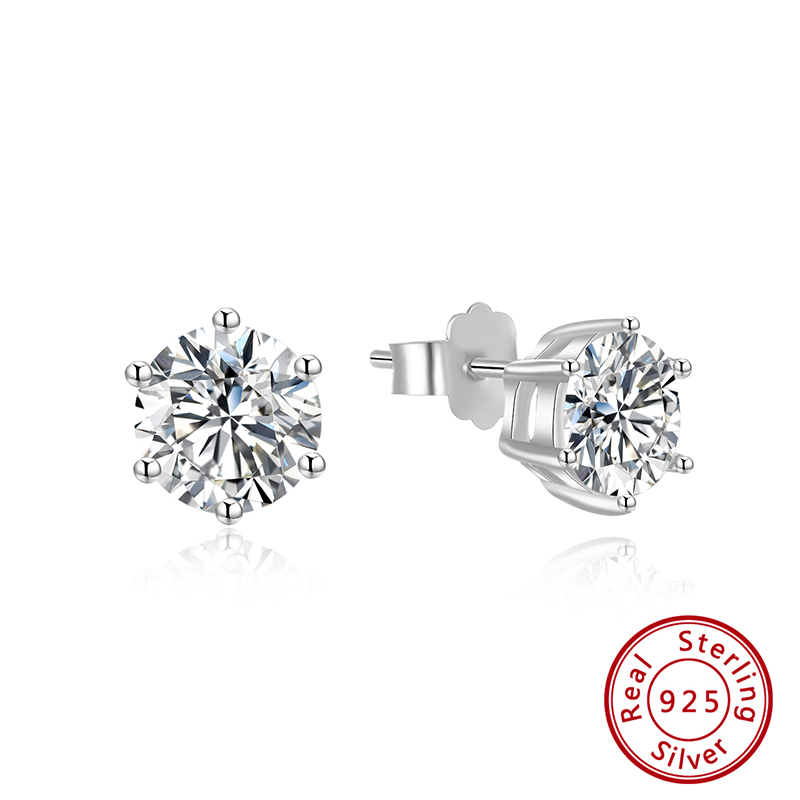 1 Paire Glamour Style Simple Hexagone Polissage Placage Incruster Argent Sterling Zircon Or Blanc Plaqué Plaqué Rhodium Boucles D'oreilles display picture 1