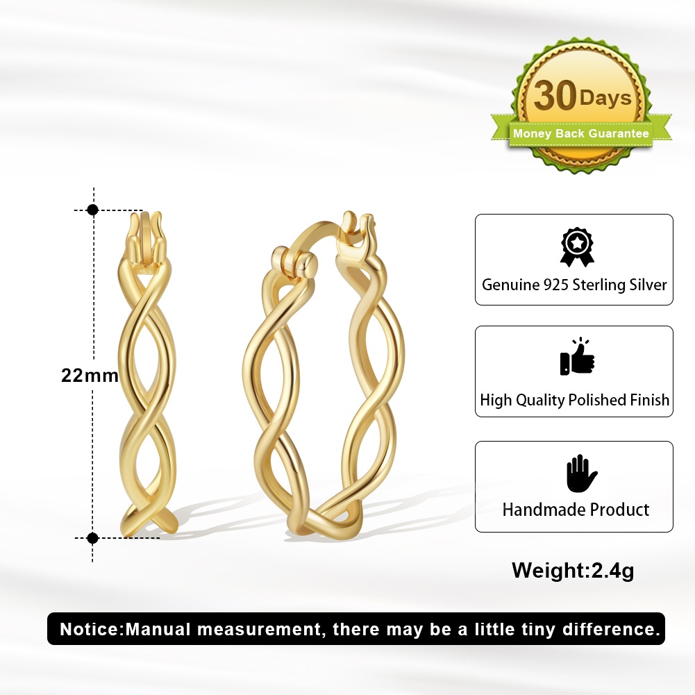 1 Pair Simple Style S Shape Argyle Polishing Plating Sterling Silver Rose Gold Plated White Gold Plated Hoop Earrings display picture 4