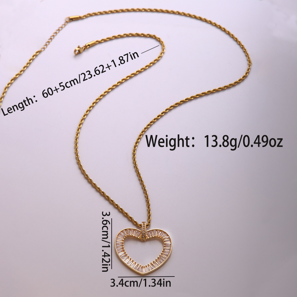 Ig Style Hip-hop Shiny Heart Shape Stainless Steel Copper Plating Inlay Zircon 18k Gold Plated Pendant Necklace display picture 5