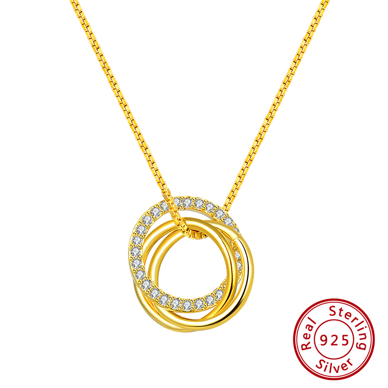 Style Simple Style Classique O-forme Rond Argent Sterling Polissage Placage Incruster Zircon Or Blanc Plaqué Pendentif display picture 7