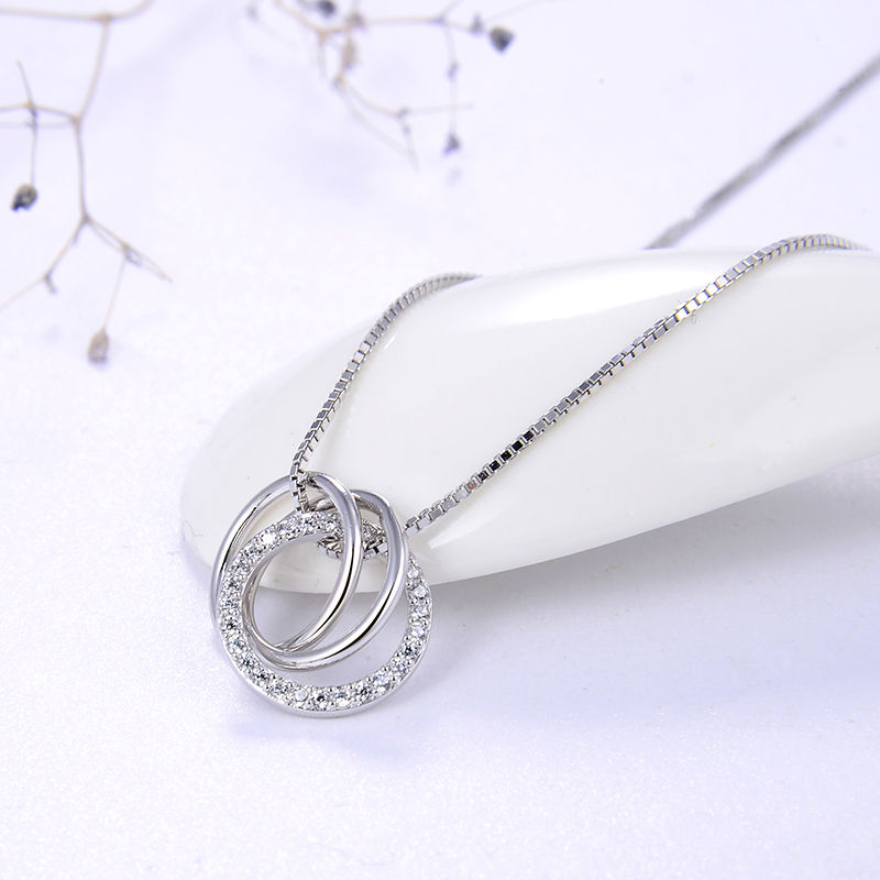 Style Simple Style Classique O-forme Rond Argent Sterling Polissage Placage Incruster Zircon Or Blanc Plaqué Pendentif display picture 4