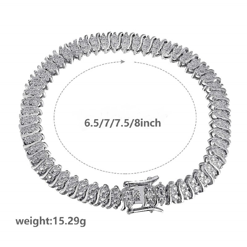 Casual Elegant Solid Color Copper Plating Inlay Zircon 18k Gold Plated White Gold Plated Tennis Bracelet display picture 6