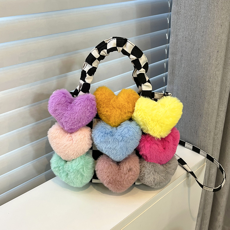 Women's Denim Heart Shape Cute Sewing Thread Square Magnetic Buckle Handbag display picture 5