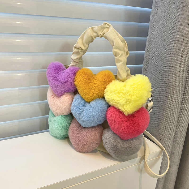 Women's Denim Heart Shape Cute Sewing Thread Square Magnetic Buckle Handbag display picture 11