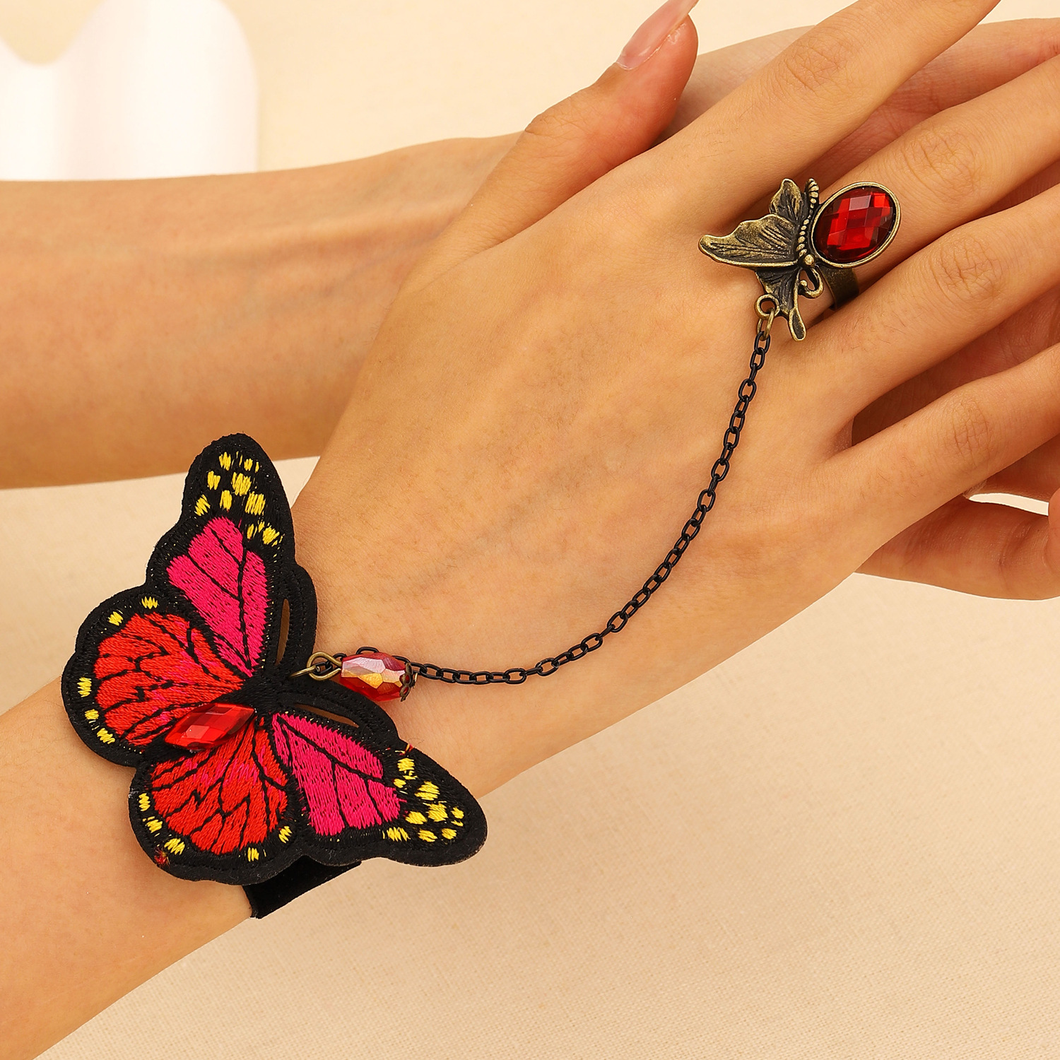 Vintage Style Butterfly Cloth Plating Women's Bracelets display picture 4