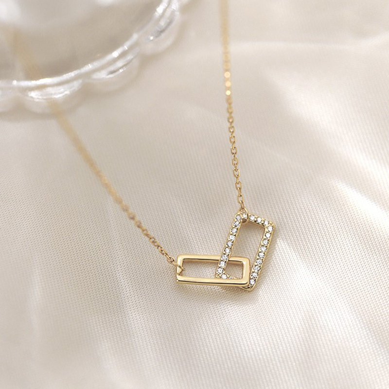 Glam Shiny Square Sterling Silver Plating Inlay Zircon Gold Plated Silver Plated Pendant Necklace display picture 1