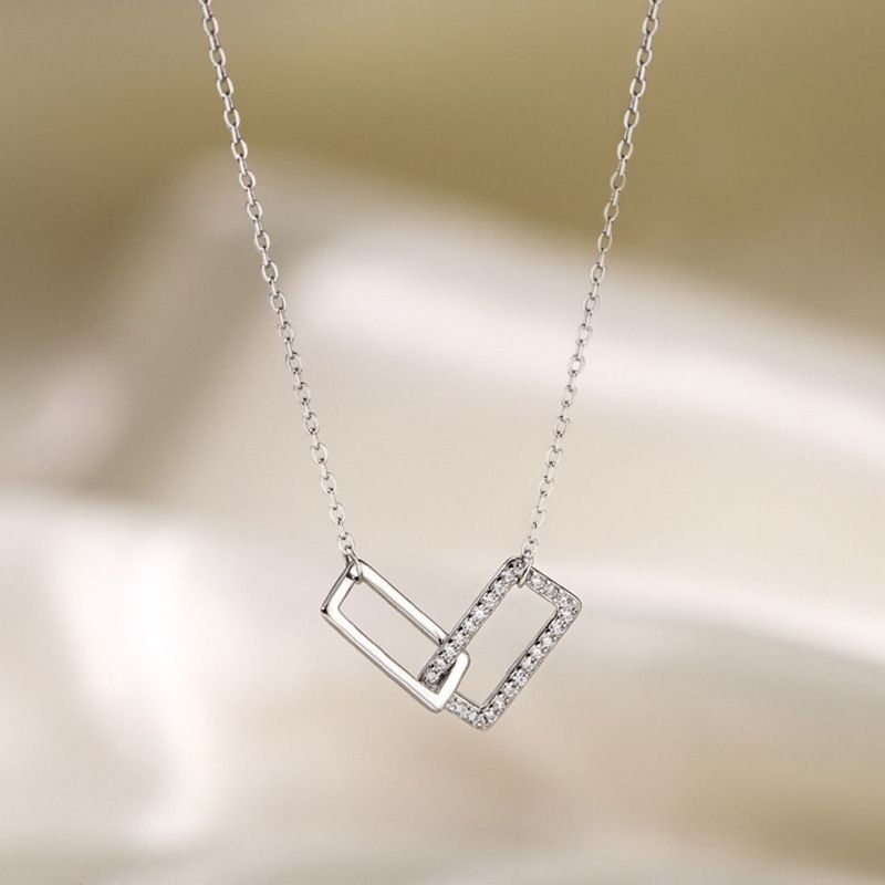 Glam Shiny Square Sterling Silver Plating Inlay Zircon Gold Plated Silver Plated Pendant Necklace display picture 3