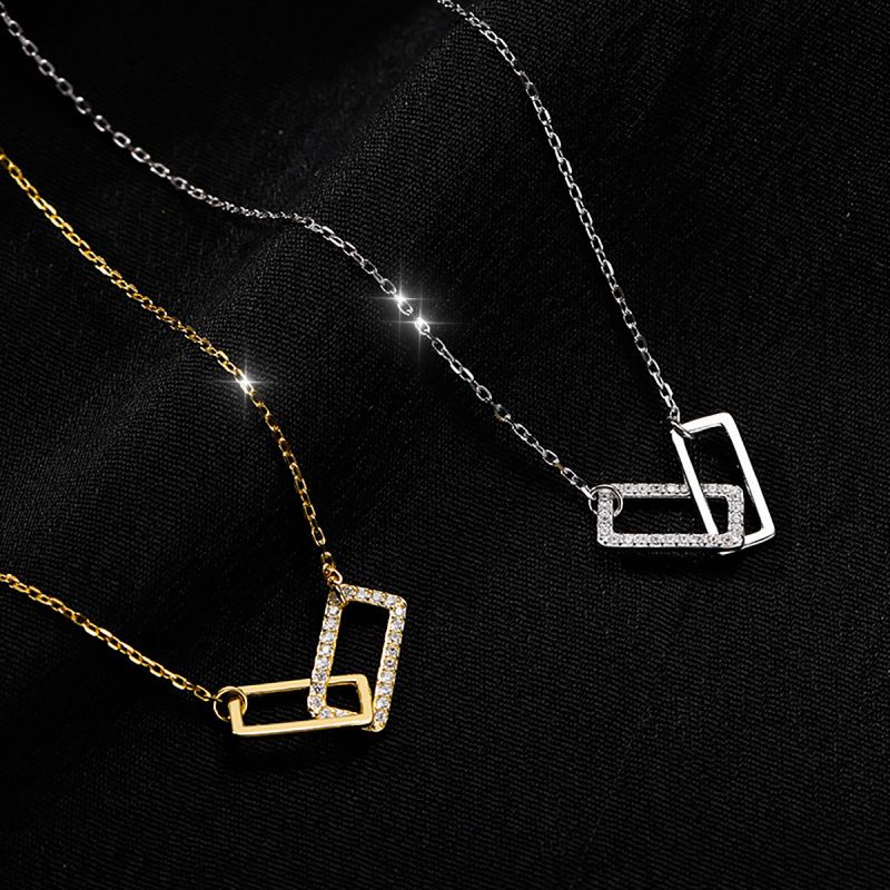 Glam Glänzend Quadrat Sterling Silber Überzug Inlay Zirkon Vergoldet Versilbert Halskette Mit Anhänger display picture 6