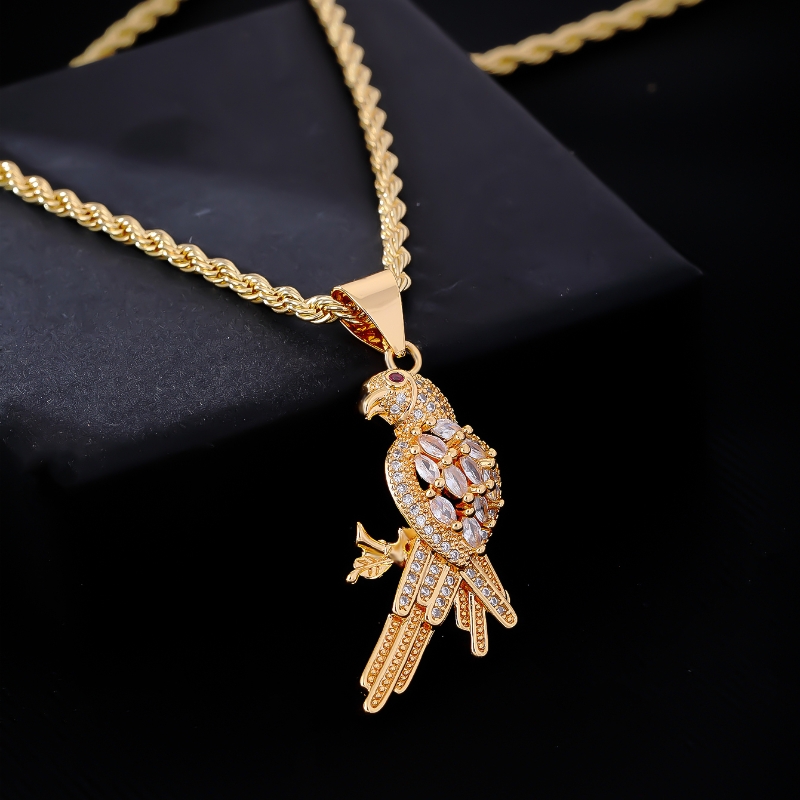 Wholesale Vintage Style Bird Stainless Steel Titanium Steel Plating Inlay Gold Plated Zircon Pendant Necklace display picture 1