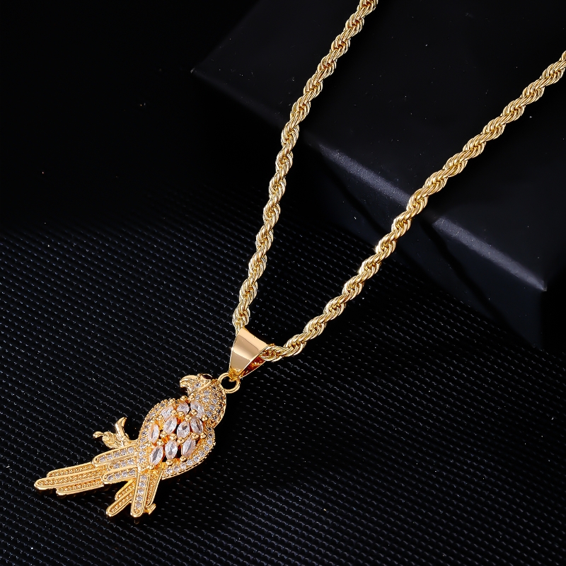 Wholesale Vintage Style Bird Stainless Steel Titanium Steel Plating Inlay Gold Plated Zircon Pendant Necklace display picture 2